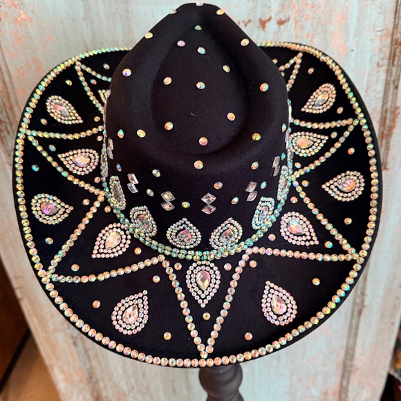 Black Rhinestone Cowboy Hat – Sparkle Western Festival Rodeo Glam ✨? NWT New main image 5